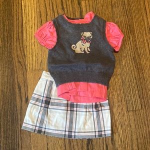 Janie and Jack puppy skirt set size 6 to 12 months